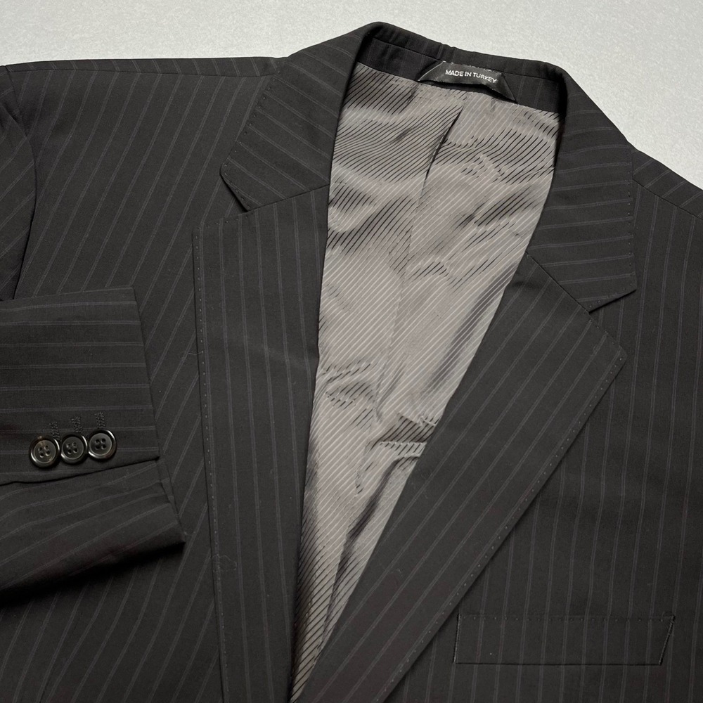 HUGO BOSS Blazer Men 42R Viscose Pinstripe Suit Jacket Sport Coat Brown Striped